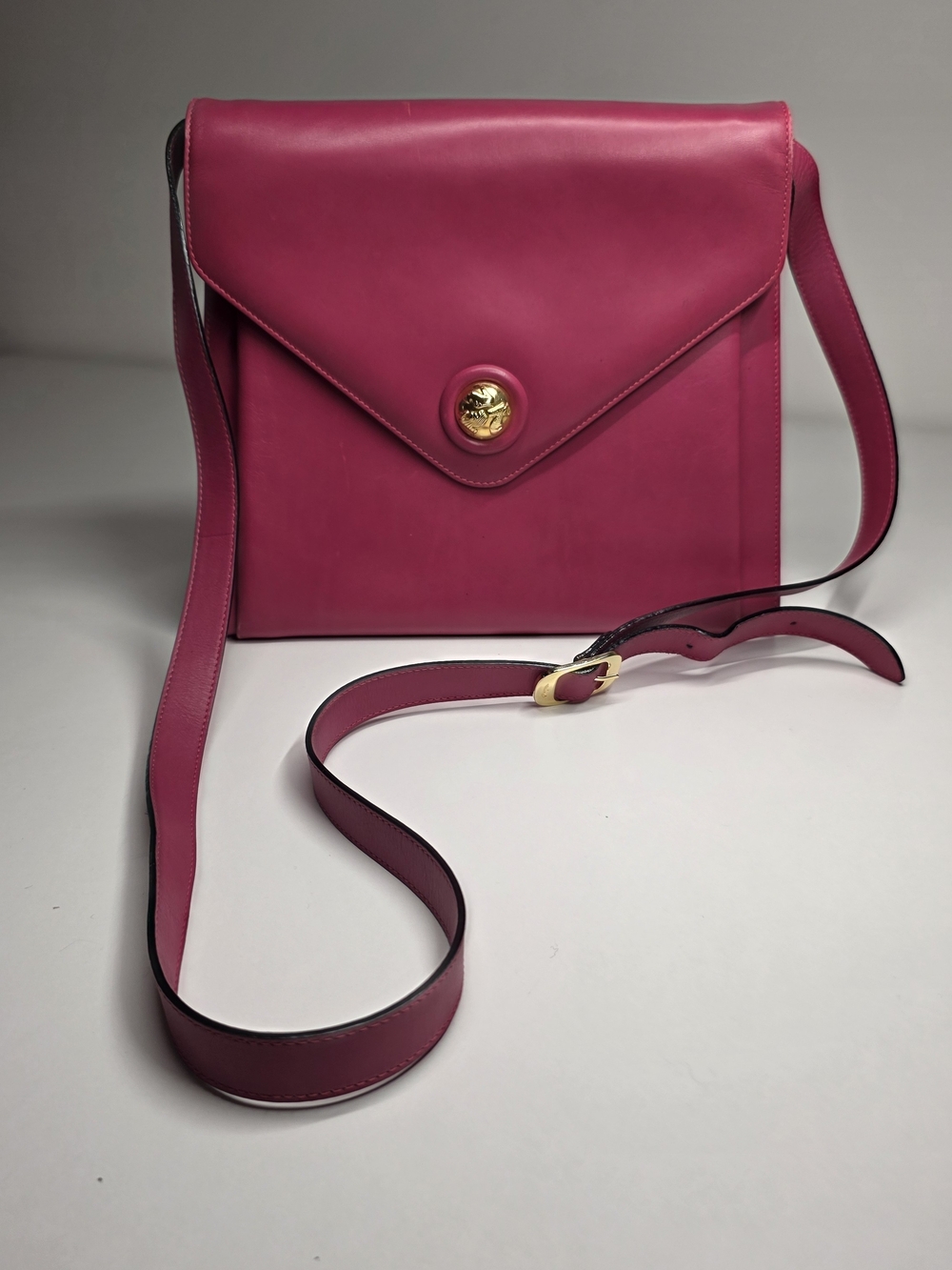 Vintage Pink Leather Envelope Crossbody Bag